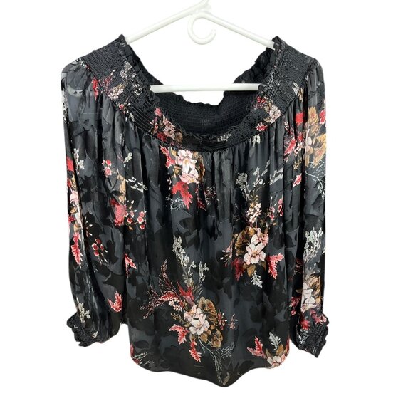 White House Black Market Silk Burnout Floral Off-the-Shoulder Top Size Small NWT - Picture 3 of 16